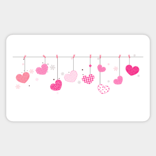 Happy Valentine's day hanging pink hearts Sticker